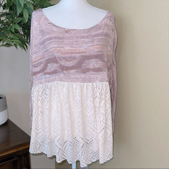 Free People Punched Diamonds Forever Babydoll Tee Shirt Top Small - Picture 2 of 3